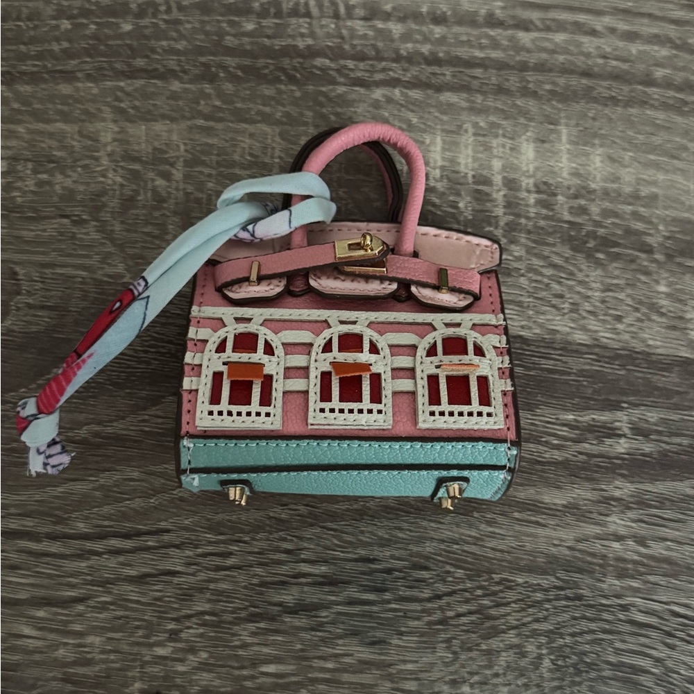 Real Leather Miniature Handbag purse bag charm/keychain NWOT